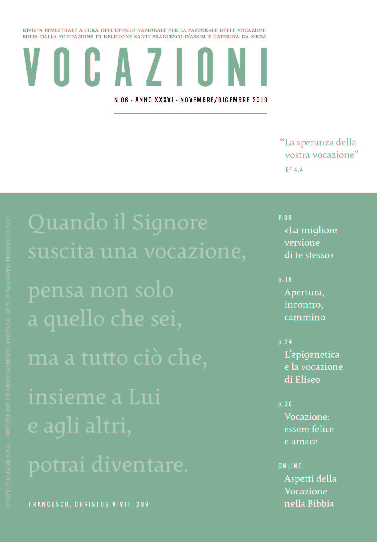 Rivista Vocazioni La Speranza Della Vostra Vocazione 6 2019 